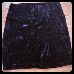 Blue velvet mini skirt